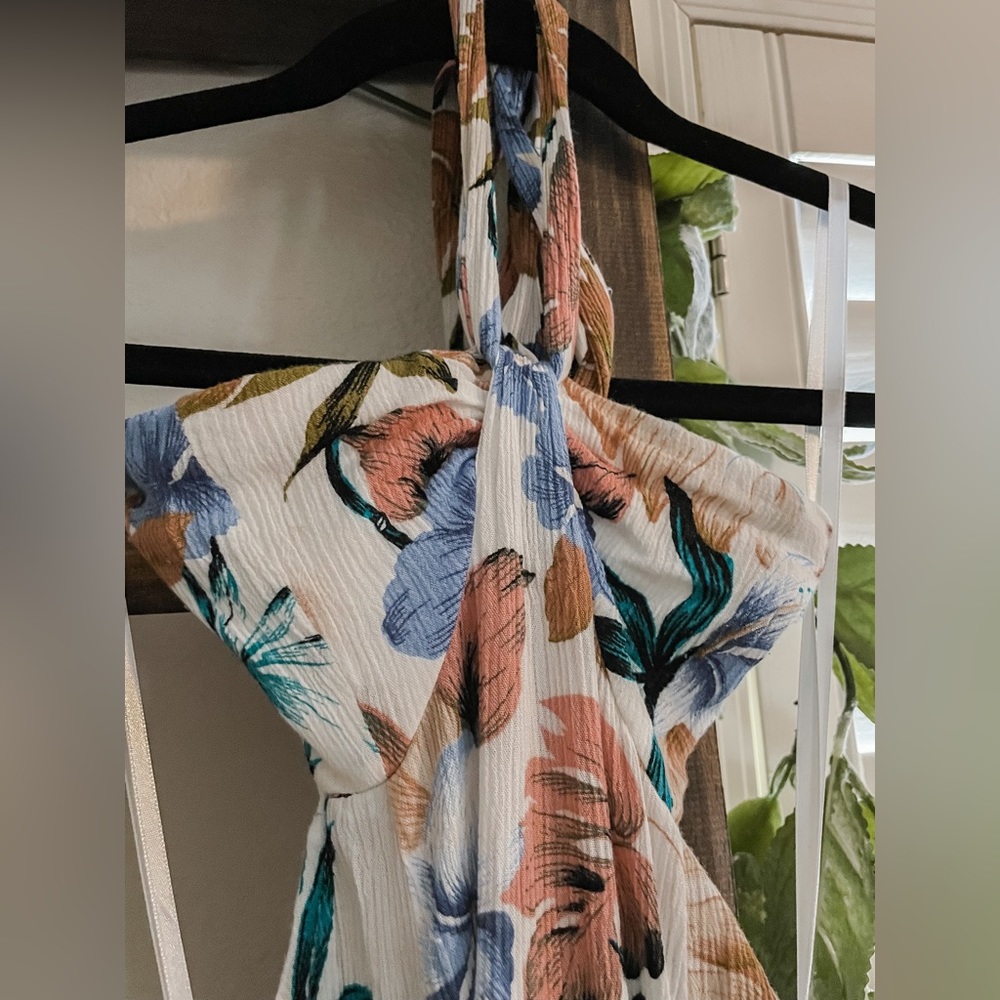 My Island Ivory Floral Halter Maxi Dress